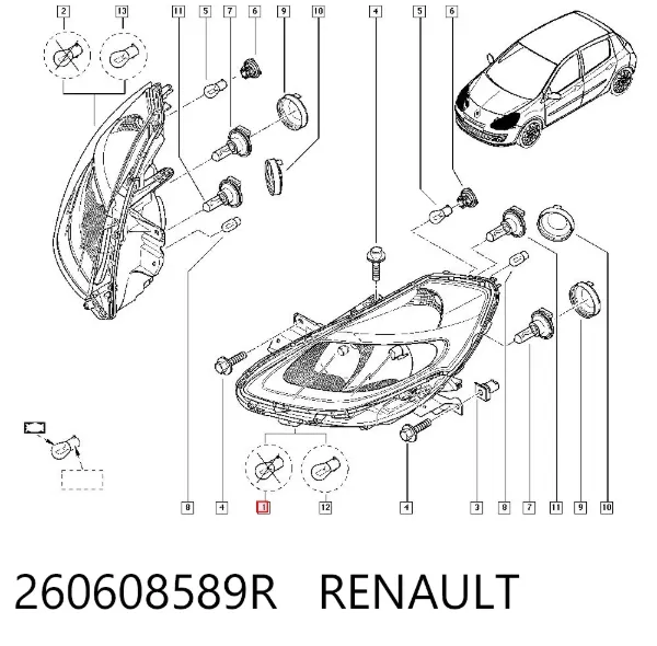 Faro izquierdo 260608589R Renault (RVI)