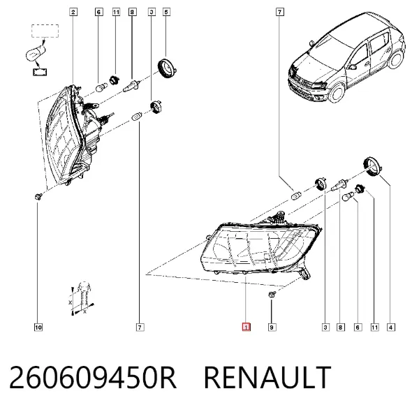 Faro izquierdo 260609450R Renault (RVI)