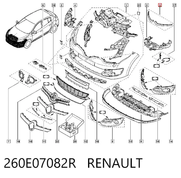 Moldura de faro izquierda y derecha 260E07082R Renault (RVI)