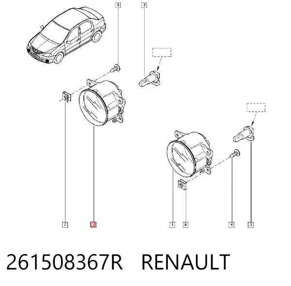 Faro antiniebla izquierdo y derecho 261508367R Renault (RVI)