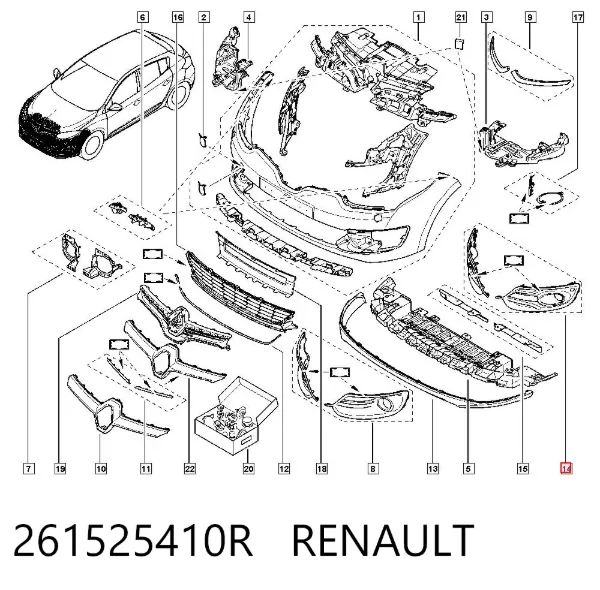 Rejilla del parachoques delantero 261525410R Renault (RVI)