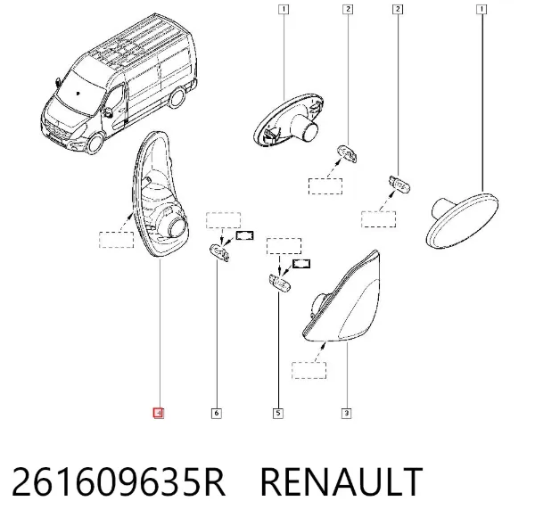 Luz intermitente del espejo retrovisor derecho 261609635R Renault (RVI)