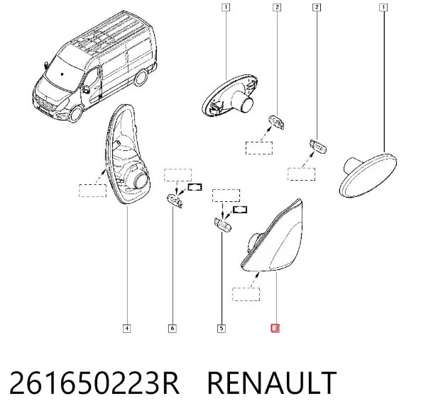 Luz intermitente de espejo retrovisor izquierdo 261650223R Renault (RVI)