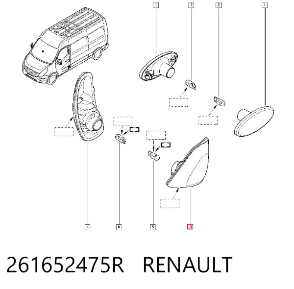 Luz intermitente de espejo retrovisor izquierdo 261652475R Renault (RVI)