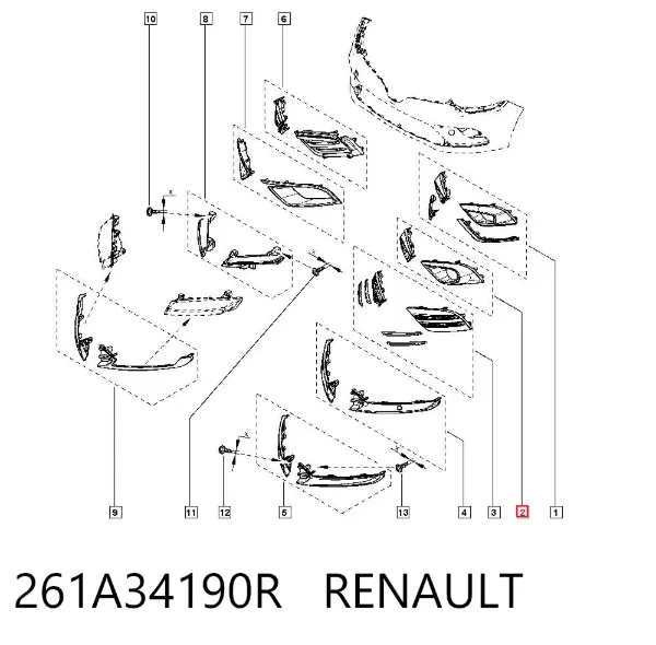 Soporte de fijación de faro antiniebla izquierdo 261A34190R Renault (RVI)