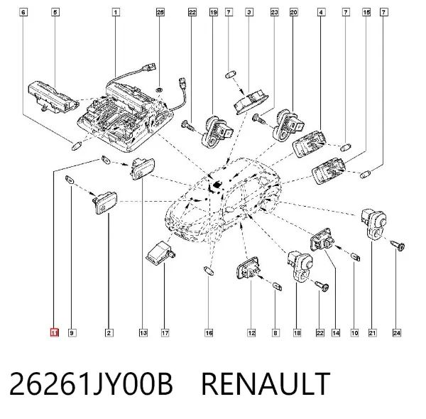 Lámpara de luz interior de cabina 26261JY00B Renault (RVI)