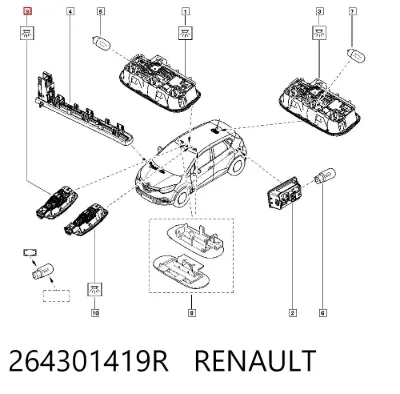 Luz de techo interior (cabina) RENAULT 264301419R