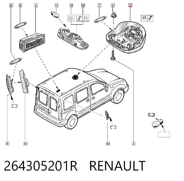 Luz interior trasera 264305201R Renault (RVI)