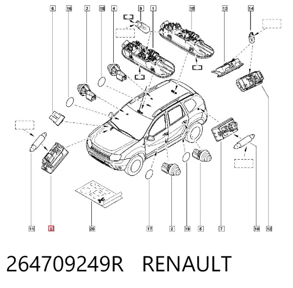 Luz de cortesía del maletero 264709249R Renault (RVI)