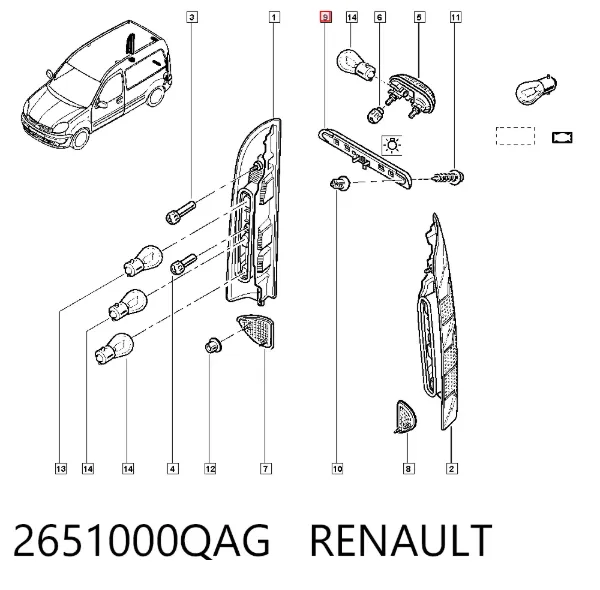 Luz matricula Renault Kangoo I