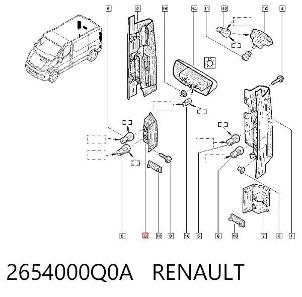 Piloto de marcha atrás derecho 2654000Q0A Renault (RVI)