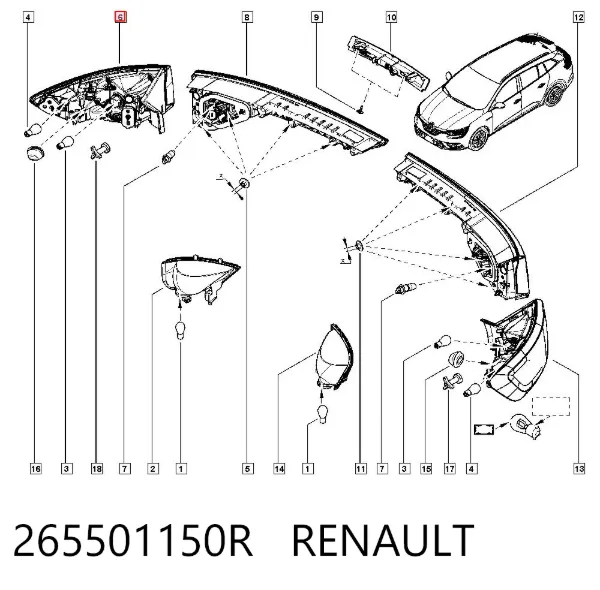 Piloto trasero exterior derecho 265501150R Renault (RVI)
