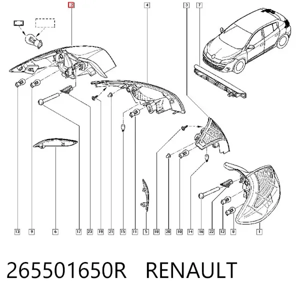 Piloto trasero derecho 265501650R Renault (RVI)