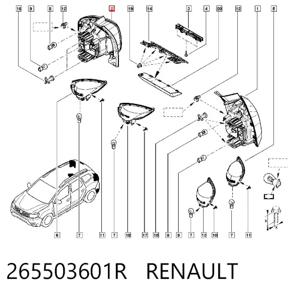 Piloto trasero derecho 265503601R Renault (RVI)