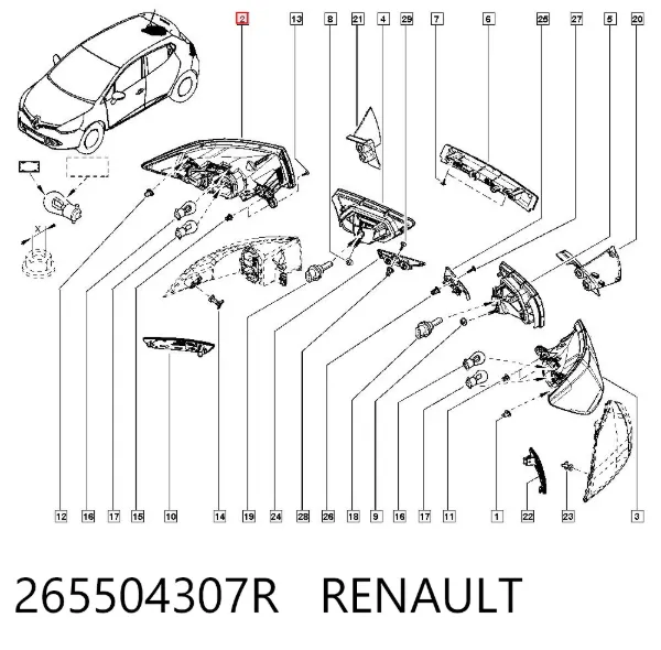 Piloto trasero exterior derecho 265504307R Renault (RVI)