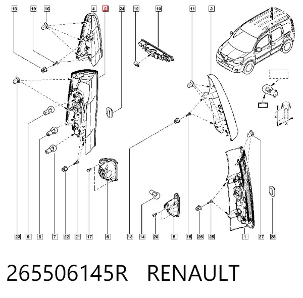 Piloto trasero derecho 265506145R Renault (RVI)