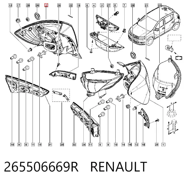 Piloto trasero derecho 265506669R Renault (RVI)