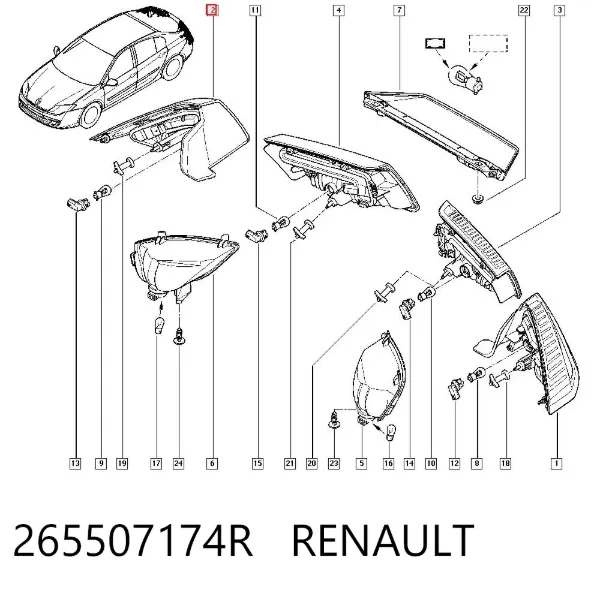 Piloto trasero exterior derecho 265507174R Renault (RVI)