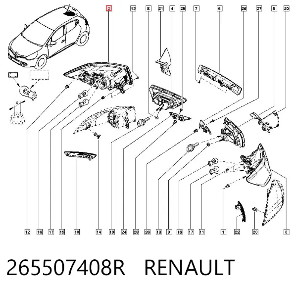 Piloto trasero derecho 265507408R Renault (RVI)