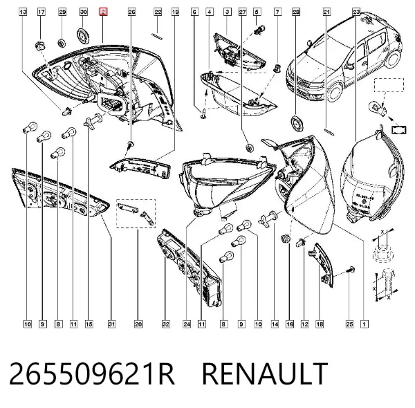 Piloto trasero derecho 265509621R Renault (RVI)