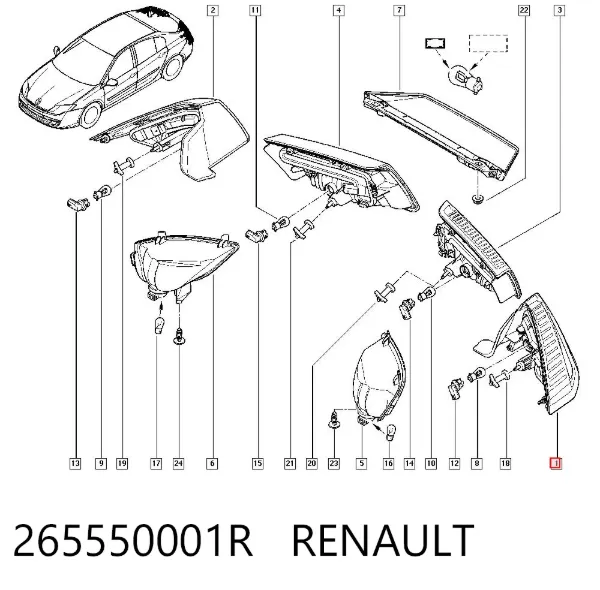 Piloto trasero exterior izquierdo 265550001R Renault (RVI)