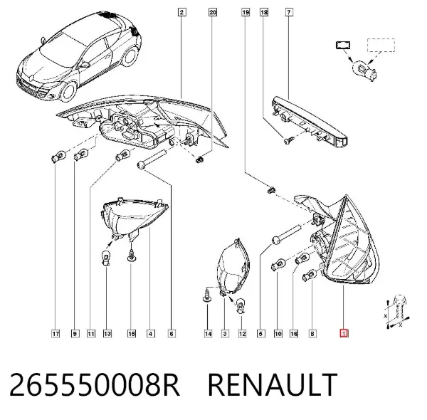 Piloto trasero izquierdo 265550008R Renault (RVI)
