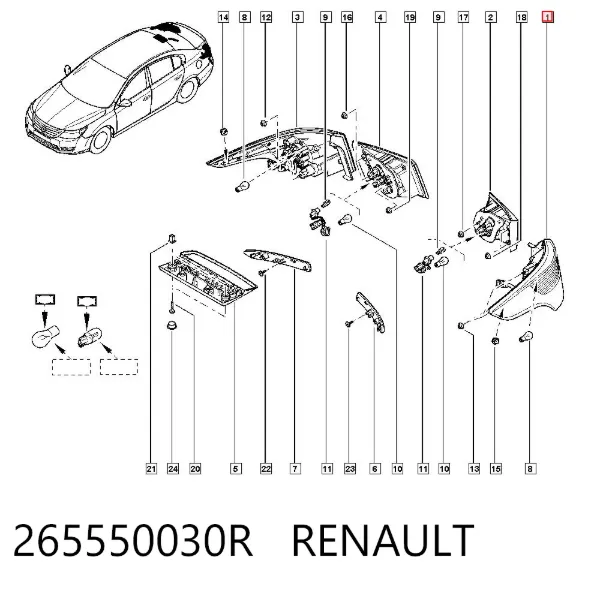 Piloto trasero exterior izquierdo 265550030R Renault (RVI)