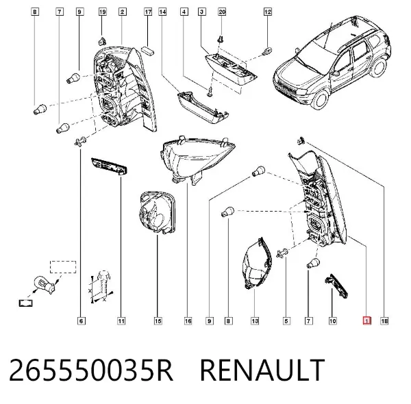 Piloto trasero izquierdo 265550035R Renault (RVI)