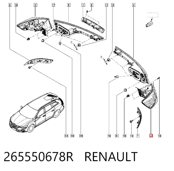 Piloto trasero exterior izquierdo 265550678R Renault (RVI)
