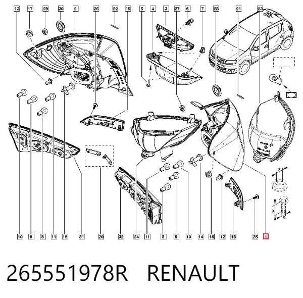Piloto trasero izquierdo 265551978R Renault (RVI)