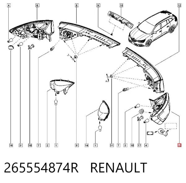 Piloto trasero exterior izquierdo 265554874R Renault (RVI)