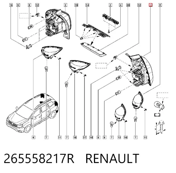 Piloto trasero izquierdo 265558217R Renault (RVI)