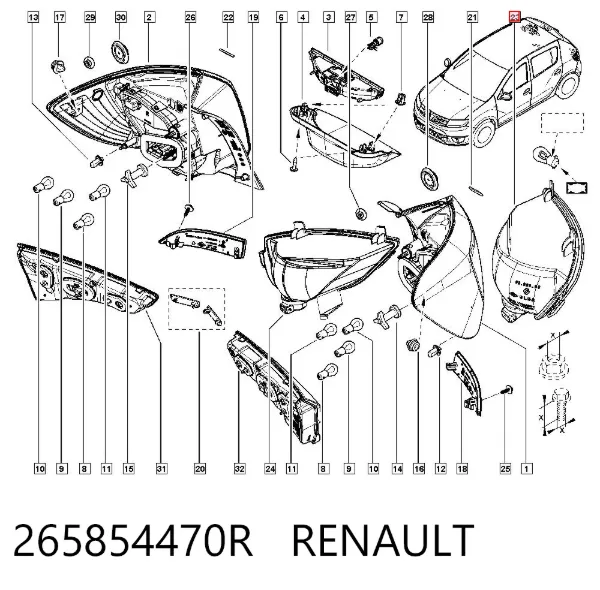 Luz antiniebla trasera izquierda 265854470R Renault (RVI)