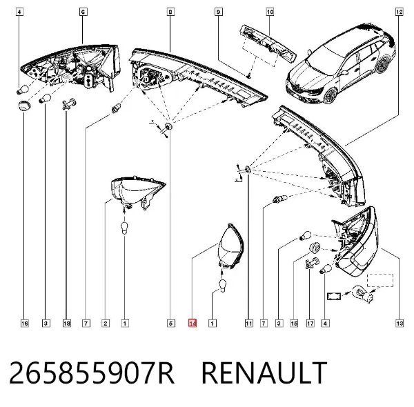 Luz antiniebla trasera izquierda 265855907R Renault (RVI)