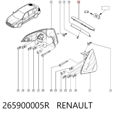 Luz de freno trasera adicional RENAULT 265900005R
