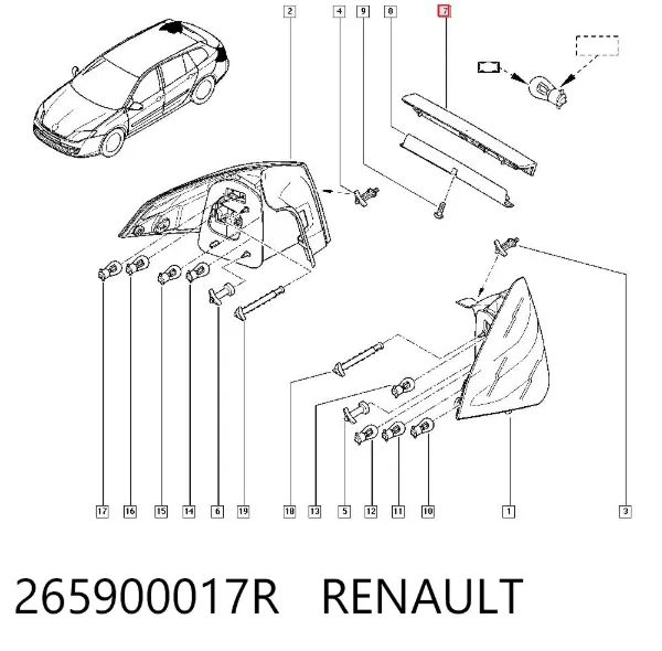 Tercera luz de freno 265900017R Renault (RVI)