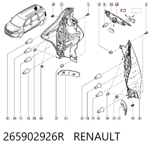 Tercera luz de freno 265902926R Renault (RVI)