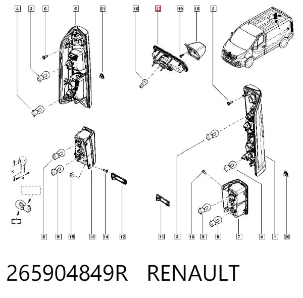 Tercera luz de freno 265904849R Renault (RVI)