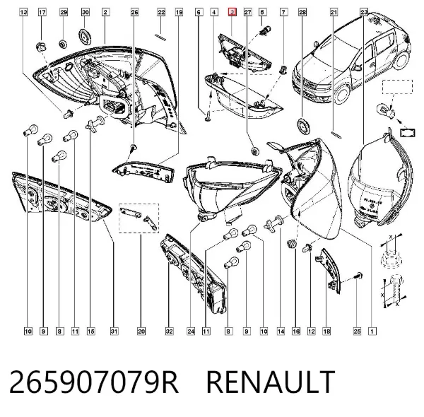 Tercera luz de freno Renault LOGAN II