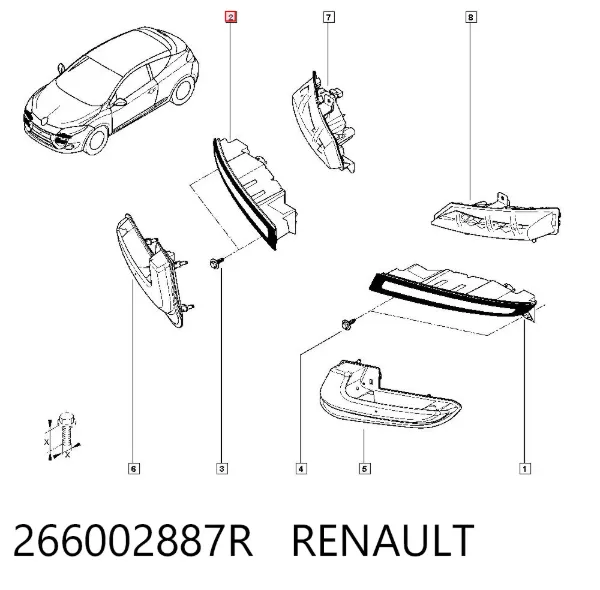 Luz diurna derecha 266002887R Renault (RVI)