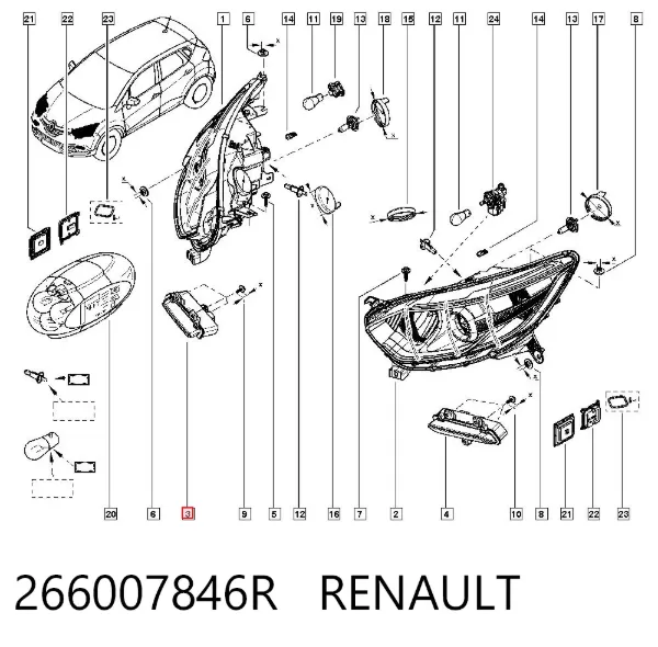 Luz diurna derecha 266007846R Renault (RVI)
