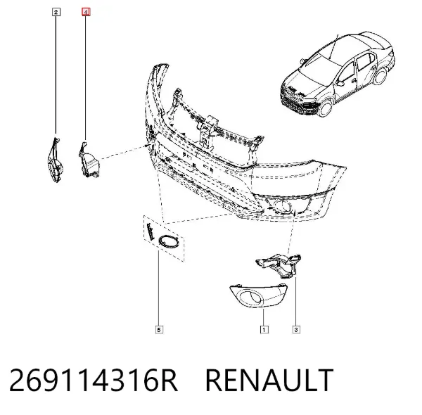 Soporte de fijación de faro antiniebla derecho 269114316R Renault (RVI)