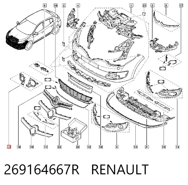 Soporte de montaje de faro antiniebla izquierdo y derecho 269164667R Renault (RVI)