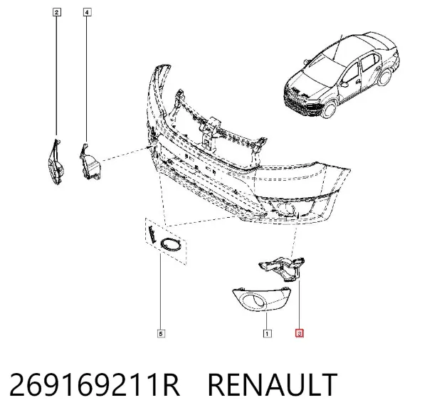 Soporte de fijación de faro antiniebla izquierdo 269169211R Renault (RVI)