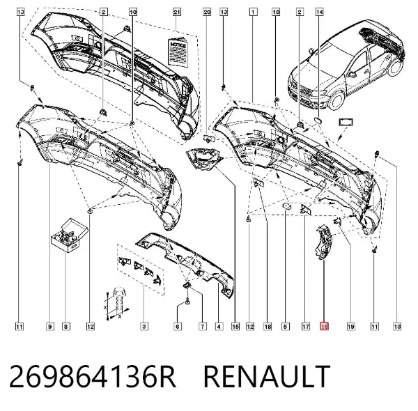 Soporte de parachoques delantero 269864136R Renault (RVI)