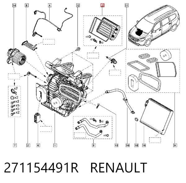 Radiador calefacción 271154491R Renault (RVI)
