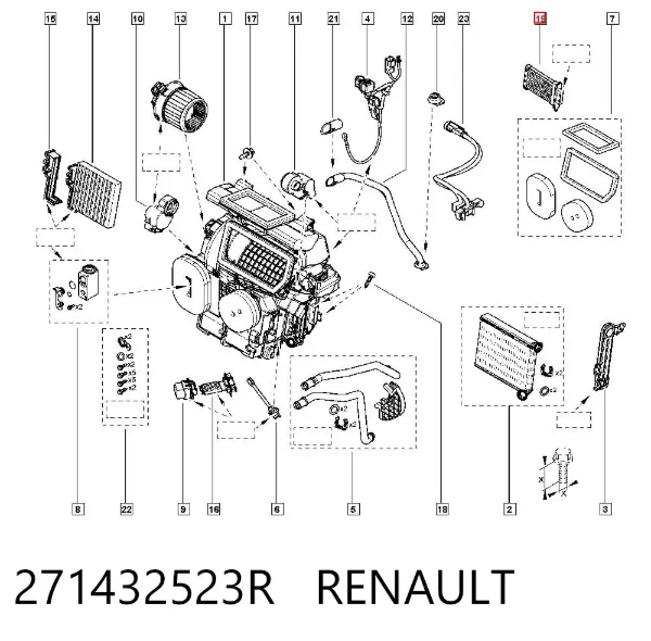 Calentador eléctrico de aire para el sistema de calefacción del habitáculo 271432523R Renault (RVI)