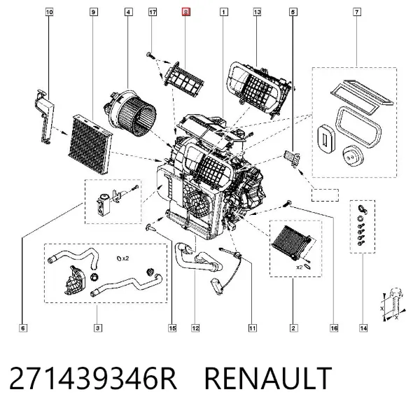 Calentador eléctrico de aire para el sistema de calefacción del habitáculo 271439346R Renault (RVI)