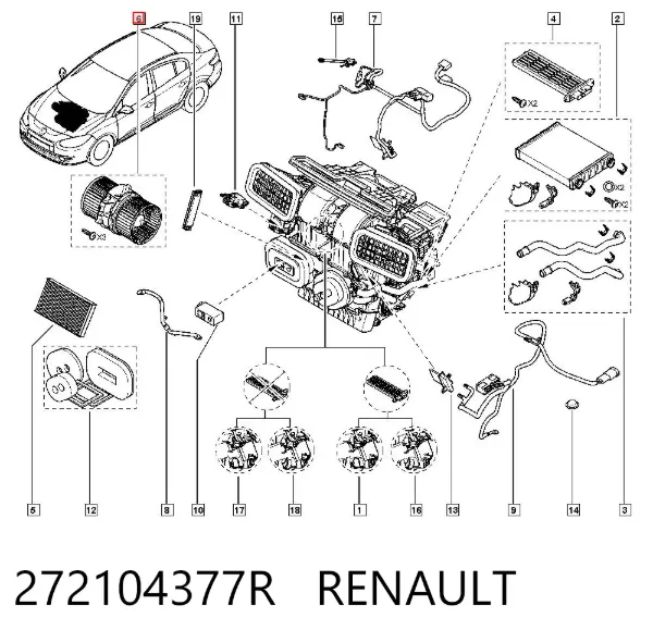 Ventilador habitáculo 272104377R Renault (RVI)