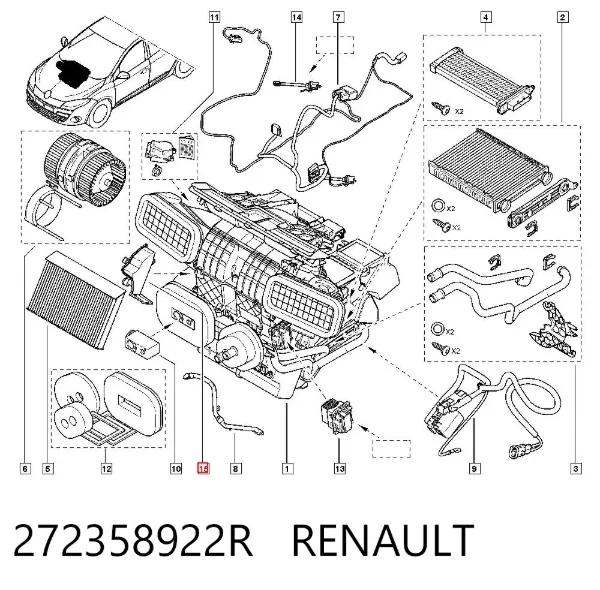 Cubierta del filtro de habitáculo 272358922R Renault (RVI)